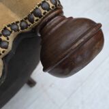 1950s, Danish relax chair, furniture velour with patina, oak wood legs.