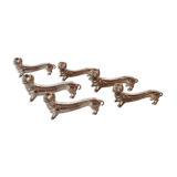 6 dachshund pattern knife holders