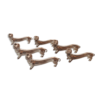 6 dachshund pattern knife holders