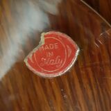 Standing vase in textured blown glass transparent diamond, Italian design of Empoli 1950-60