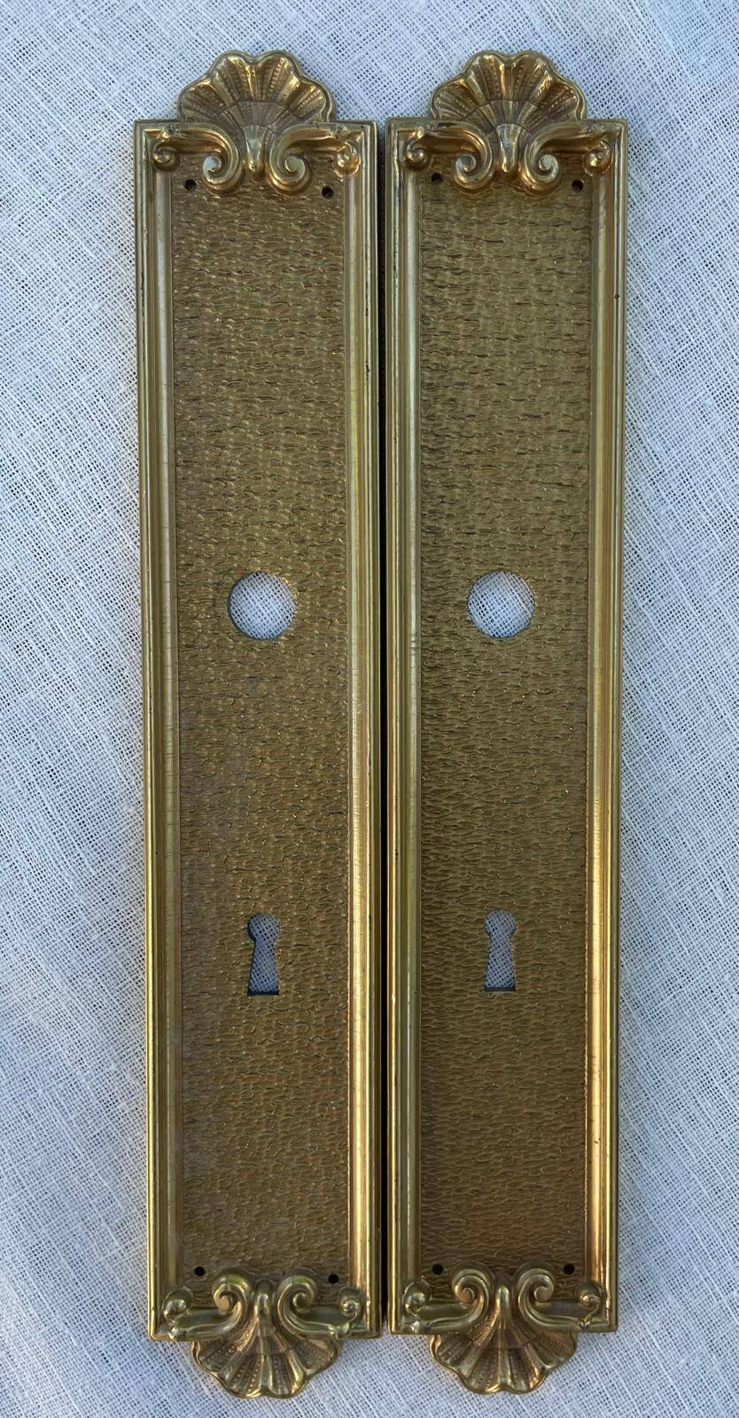 Vintage Lot of 3 Pairs of Heavy Brass Door Plates Lyon France