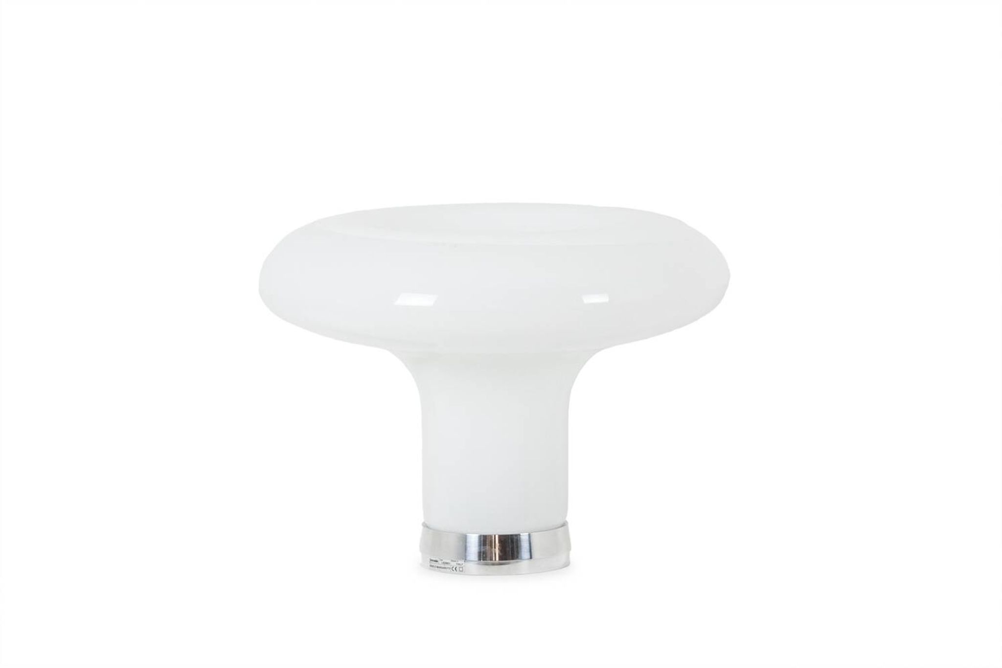 Angelo Mangiarotti. Lampe en opaline et métal chromé. Années 1980.