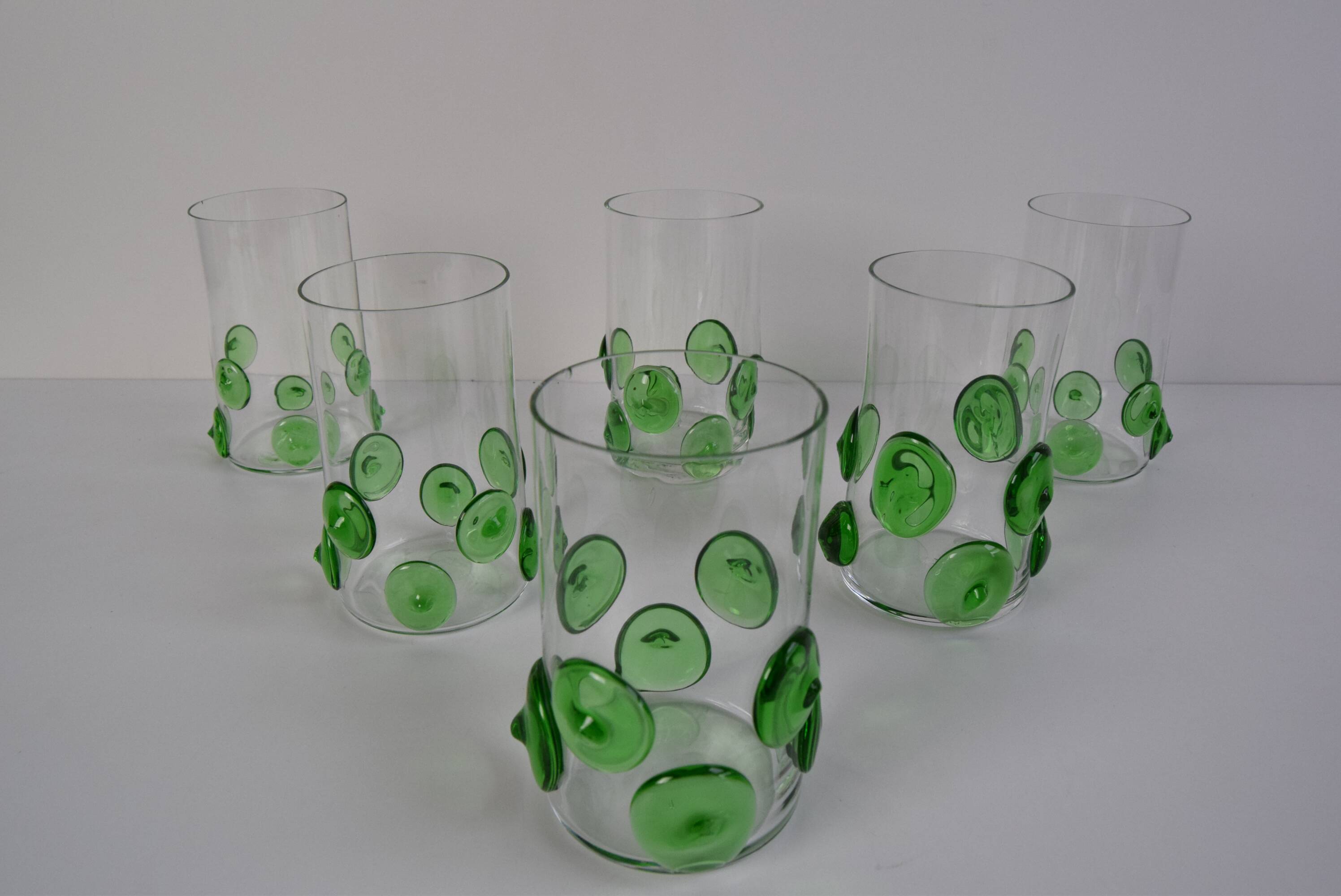 Set of six glasses Glasswork Nový Bor, 1950s.