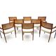 Set of 8 Danish Dining Chairs in Rosewood & Rattan attr. Niels Moller