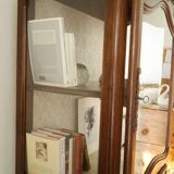 Curved display case in solid walnut, mid-20th century