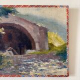 Peinture à l'huile sur toile "Maison et forêt" n°12