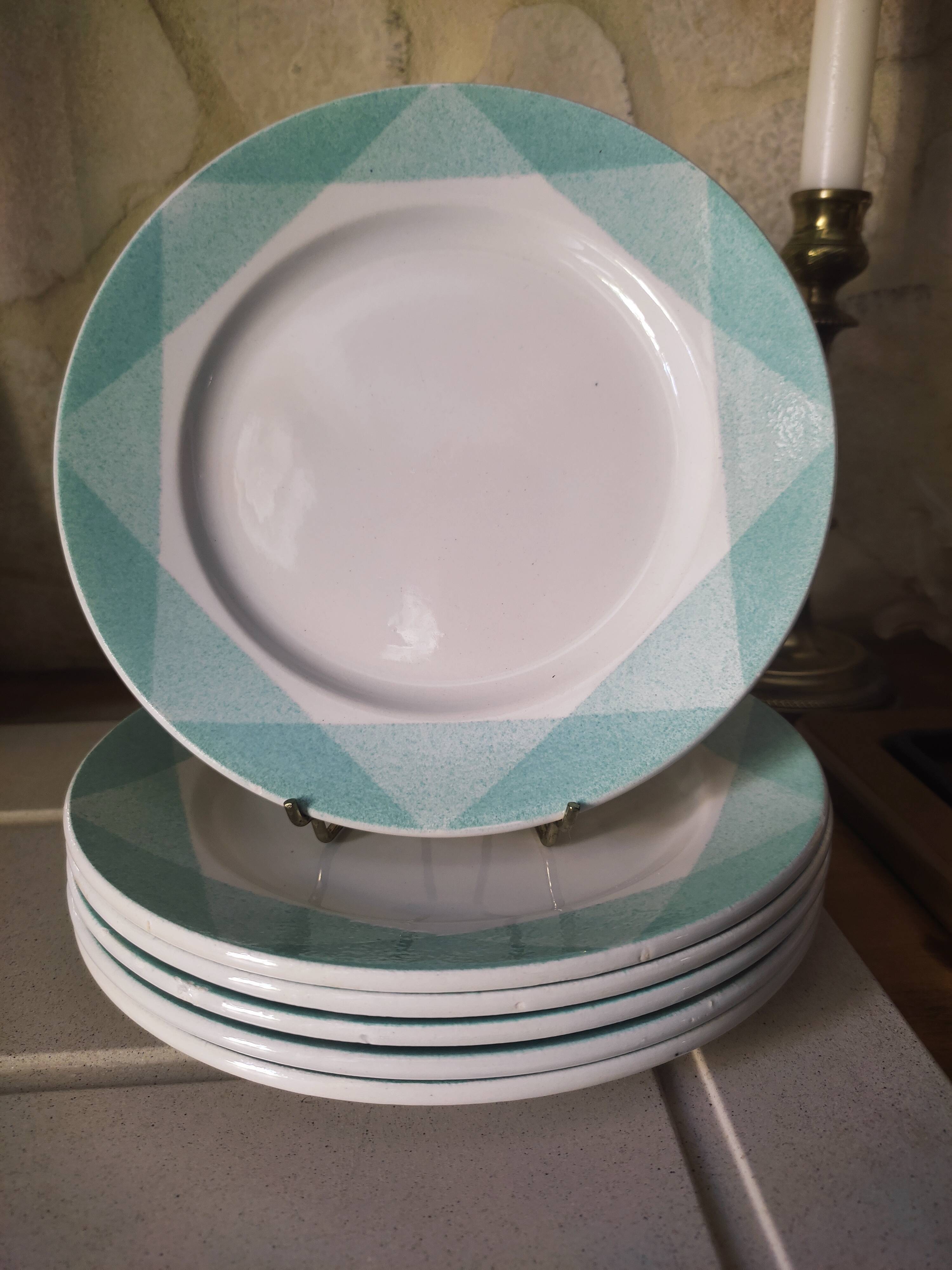 6 retro dessert plates in earthenware