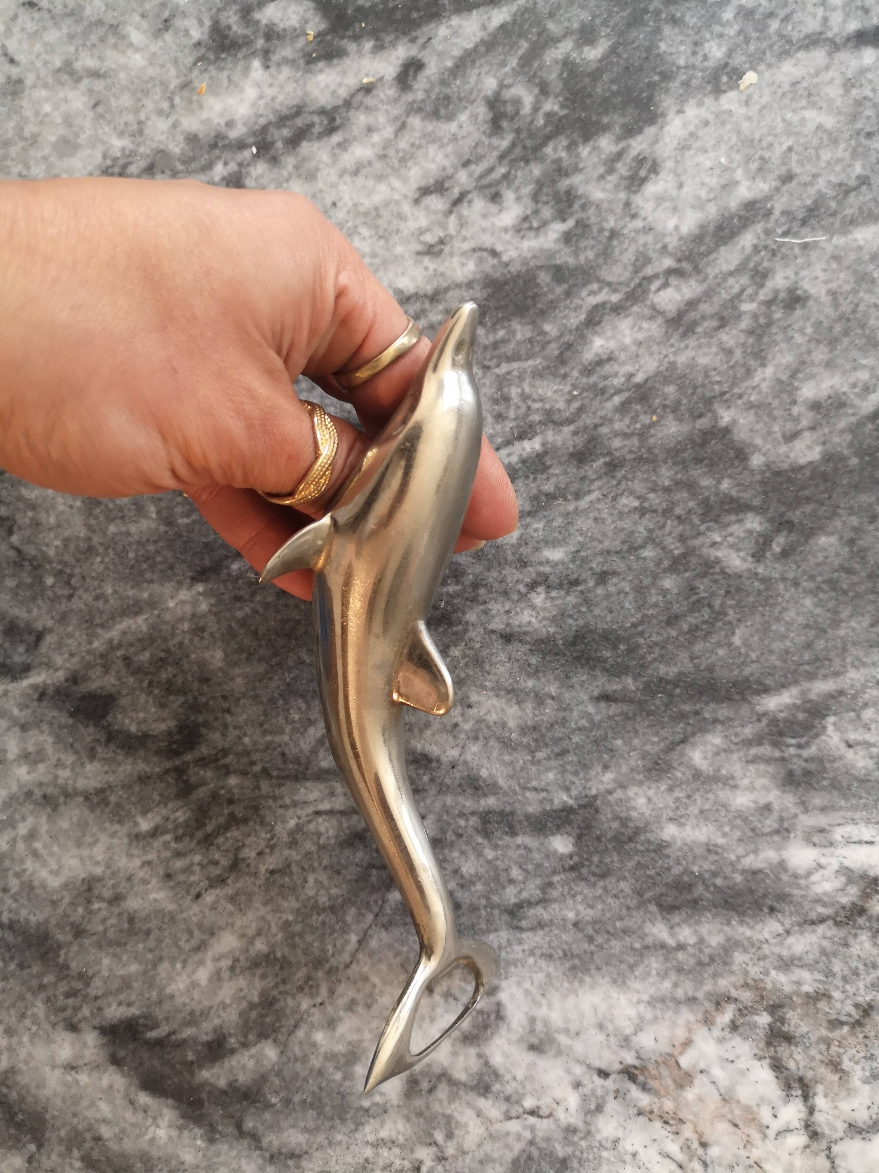 Vintage bottle opener in silver metal, 1950