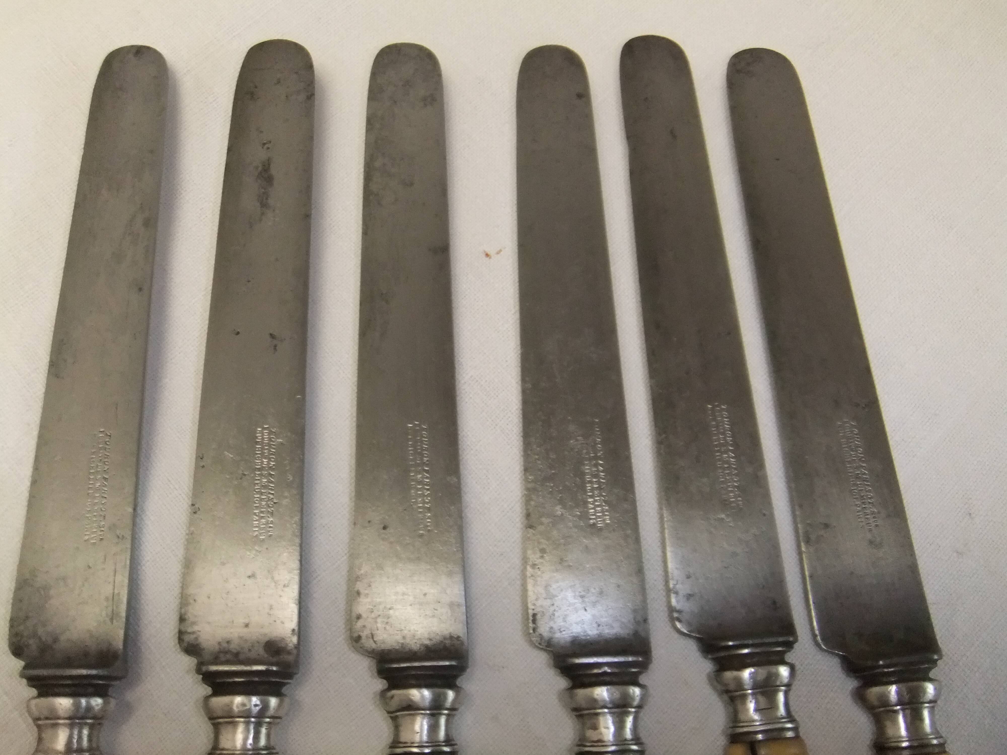 Old cutlery table knives Touron Edme Parisot