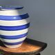 Blue striped ceramic vase
