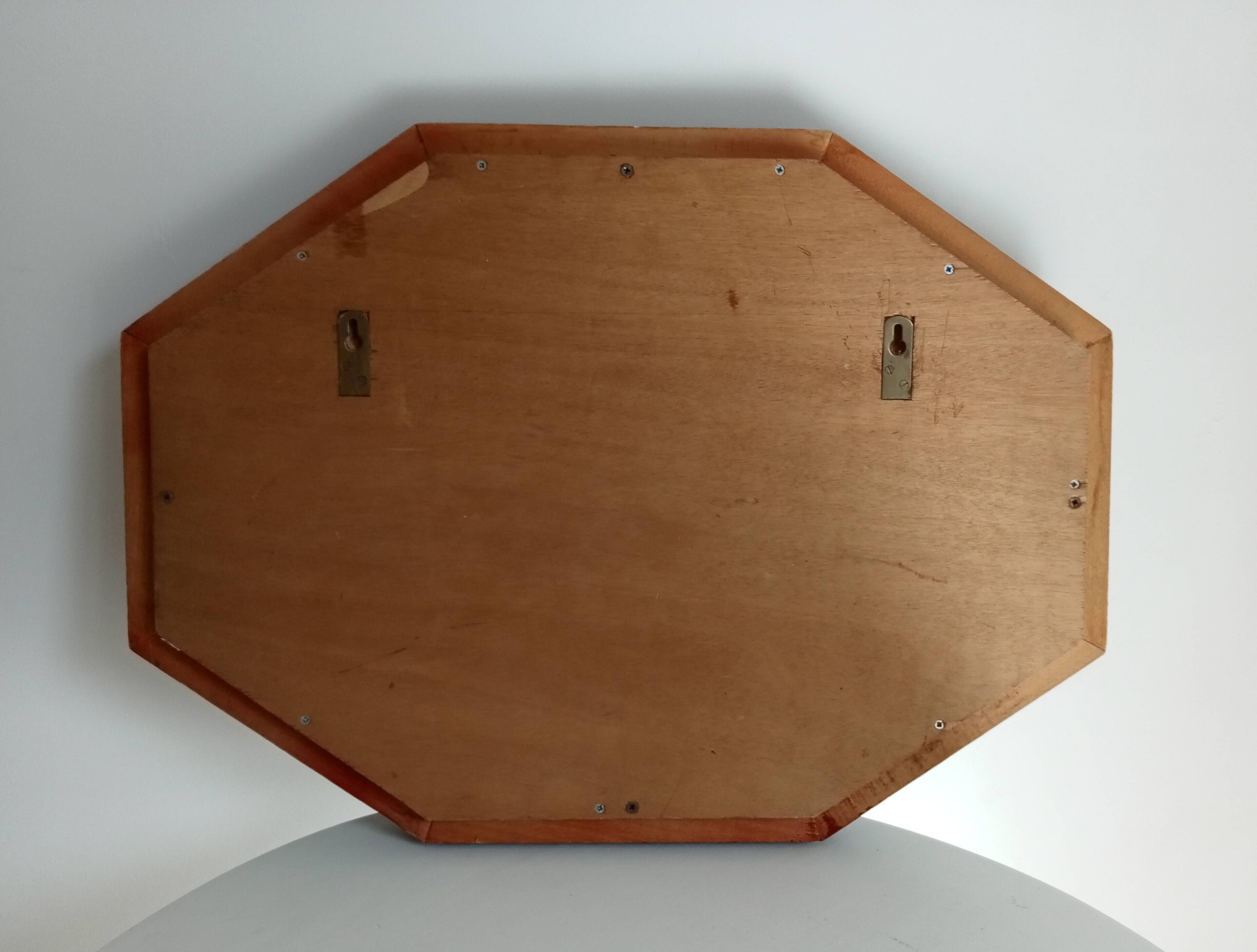 Miroir octogonale art déco en bois massif