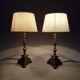 Pair of bedside brass base triangle triangular candelabra Church
