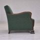 Fauteuil relax danois des années 1950, tissu en laine mélangée verte, bois de hêtre.
