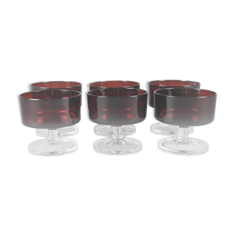 Champagne Glass Cavalier Ruby Luminarc (x6) - Ruby garnet model - Arcoroc by Luminarc 70's