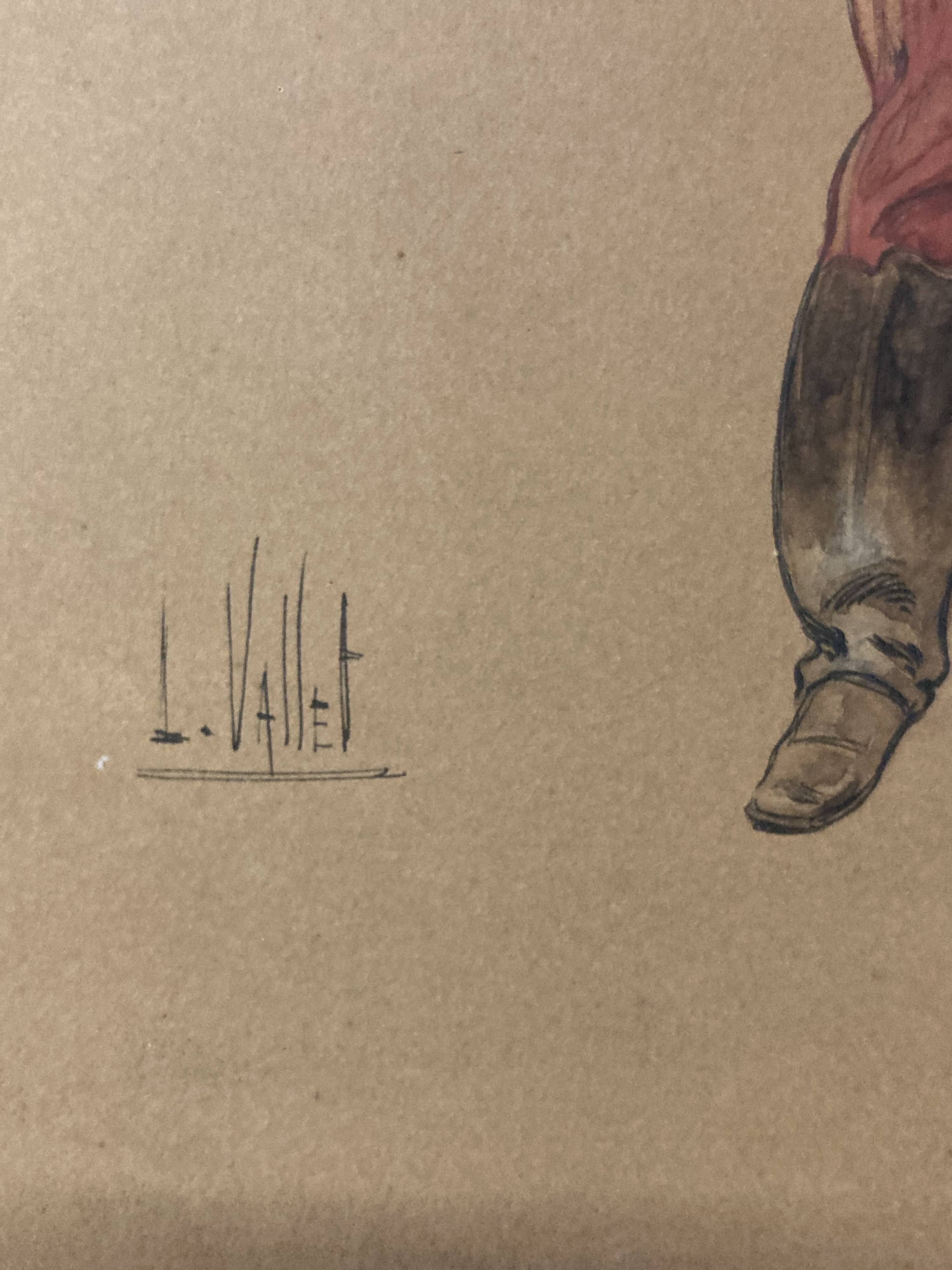 Louis vallet (1856-1940), non-commissioned officer of the guides, 1869 framed watercolor