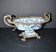 Blue Chinese floral porcelain coupe on a bronze base table centrepiece.
