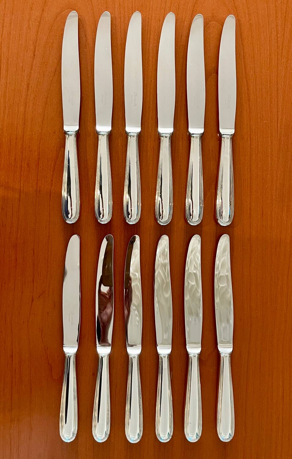 Christofle Perles 12 Table Knives 24.5 cm