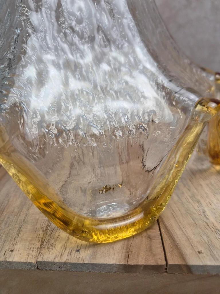 Vintage textured glass pendant attributed to Murano – amber edge – 1970s