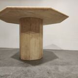 Vintage octagonal travertine dining table, 1970s