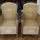 2 rattan and wood armchairs