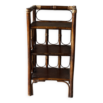 Side table in rattan and wicker with three tiers – 1970s