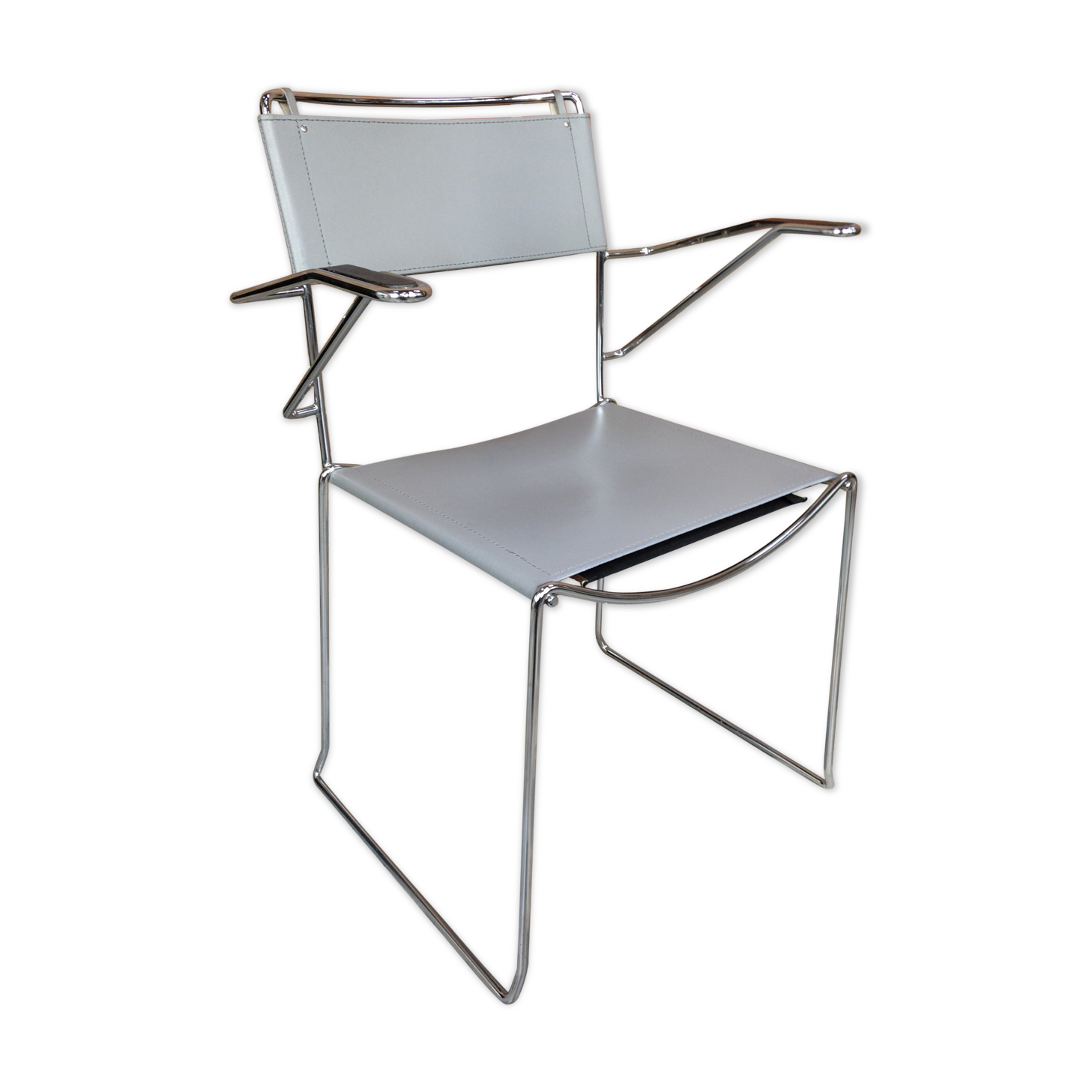 Office chair chrome and grey leather