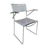 Office chair chrome and grey leather