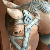 Vintage solid wood polychrome horse on legs