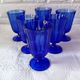 6 vintage footed glasses in cobalt blue coloured glass from Portugal