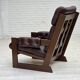 1970s, Scandinavian highback armchair, brown furniture leather, dark beech.