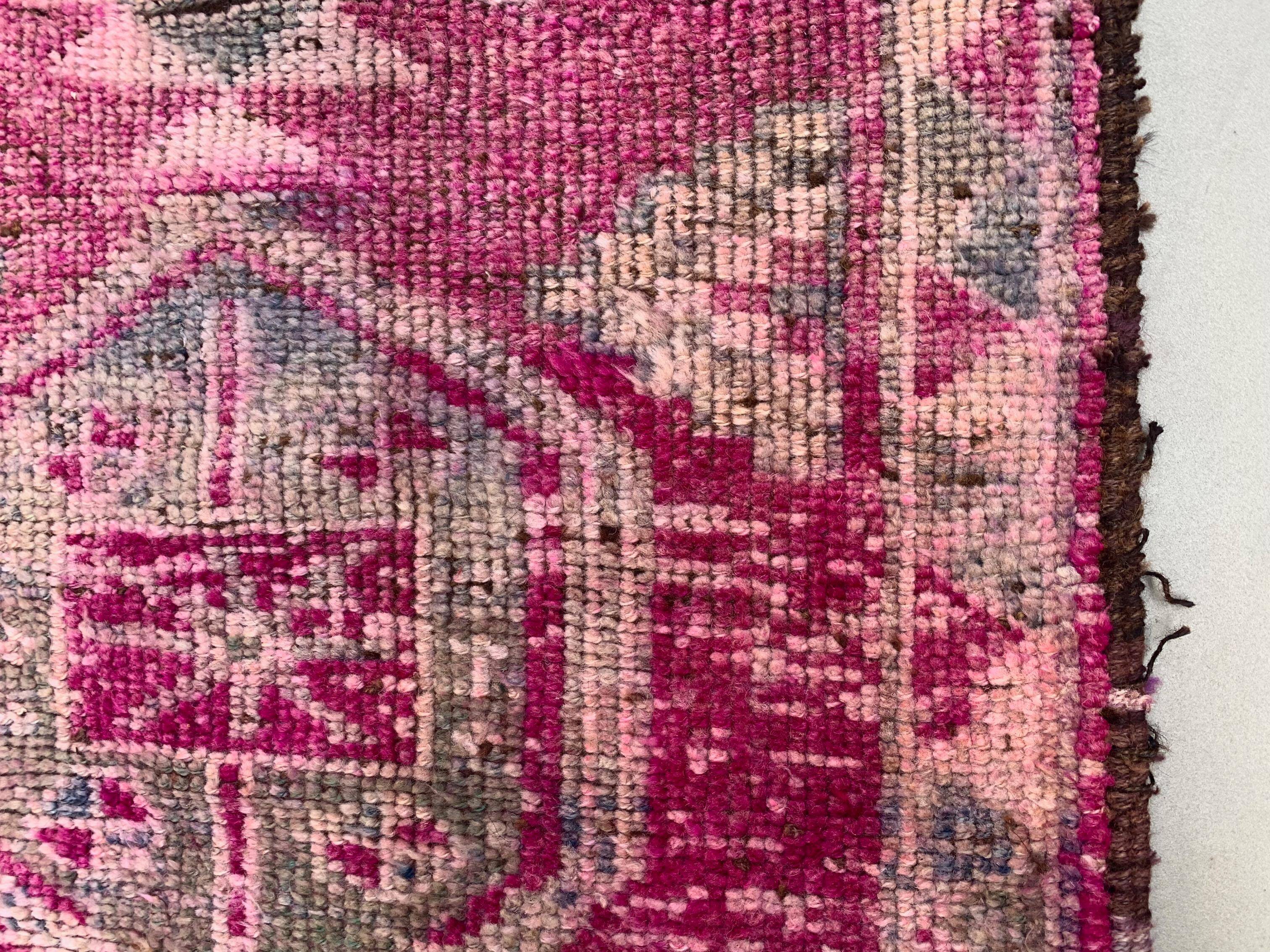 Vintage Turkish  Tribal Runner 355x90 cm veg dye wool rug tribal, handmade