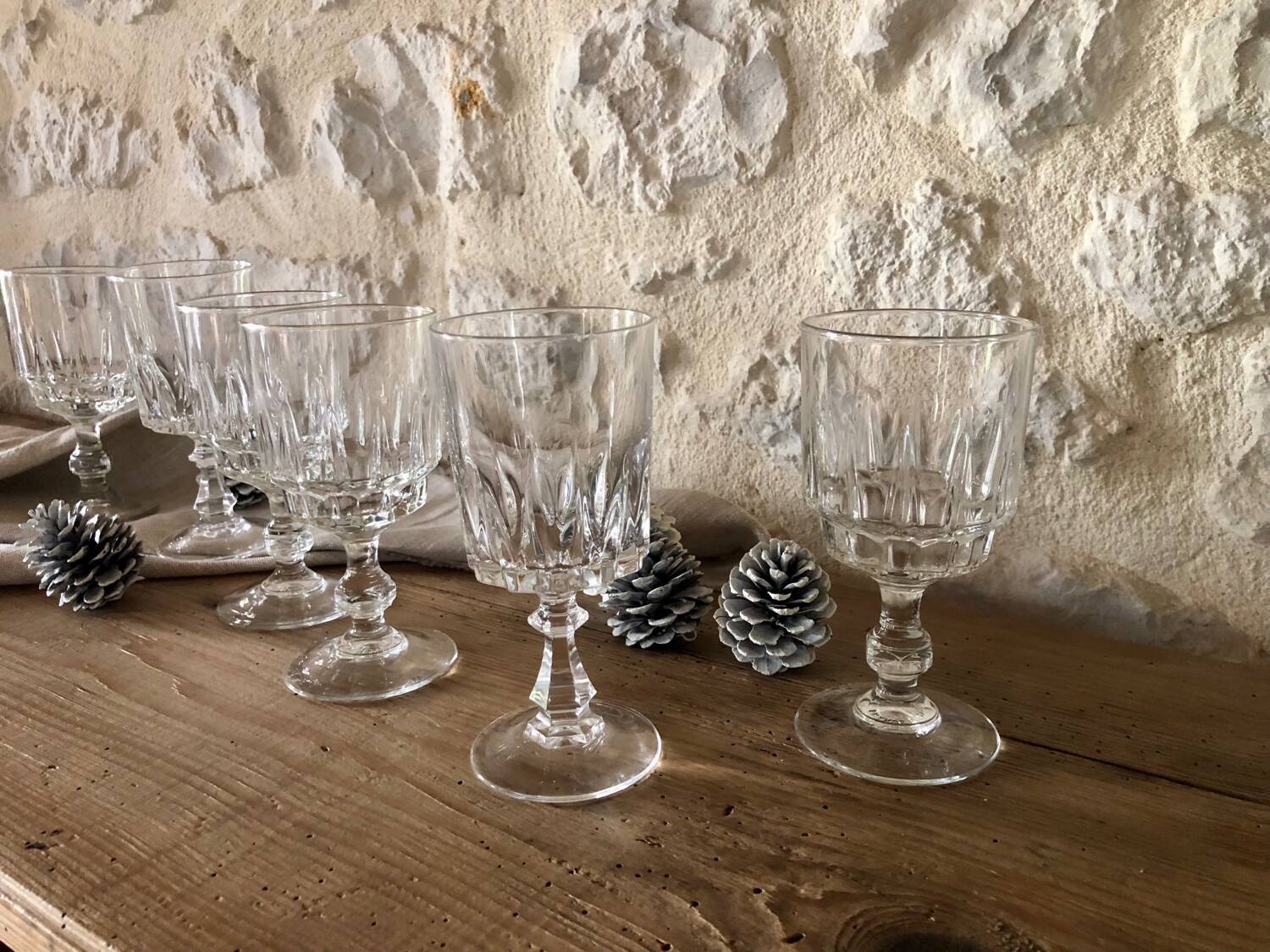 Antique stemmed crystal glasses