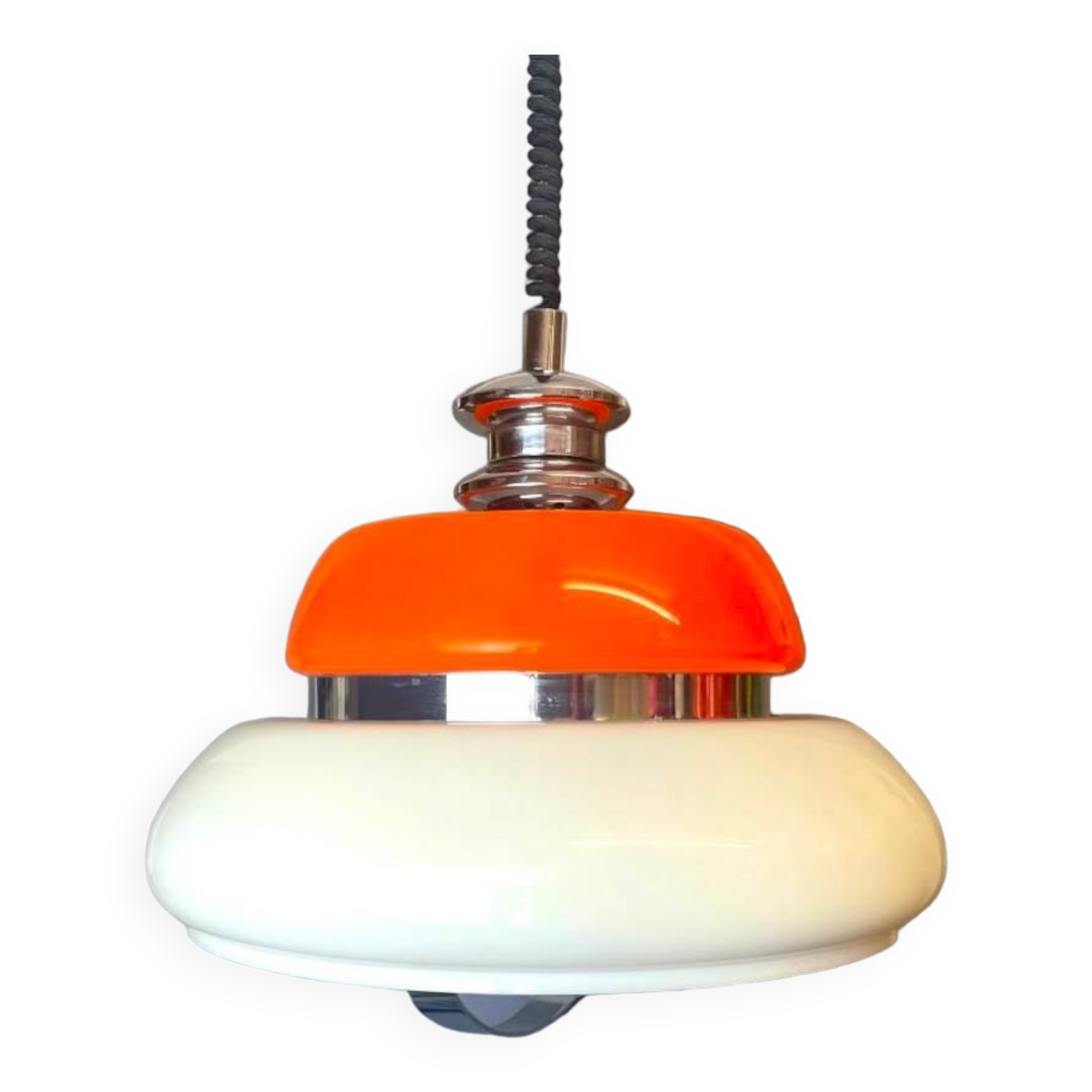 Mid Century Modern orange pull down  lamp