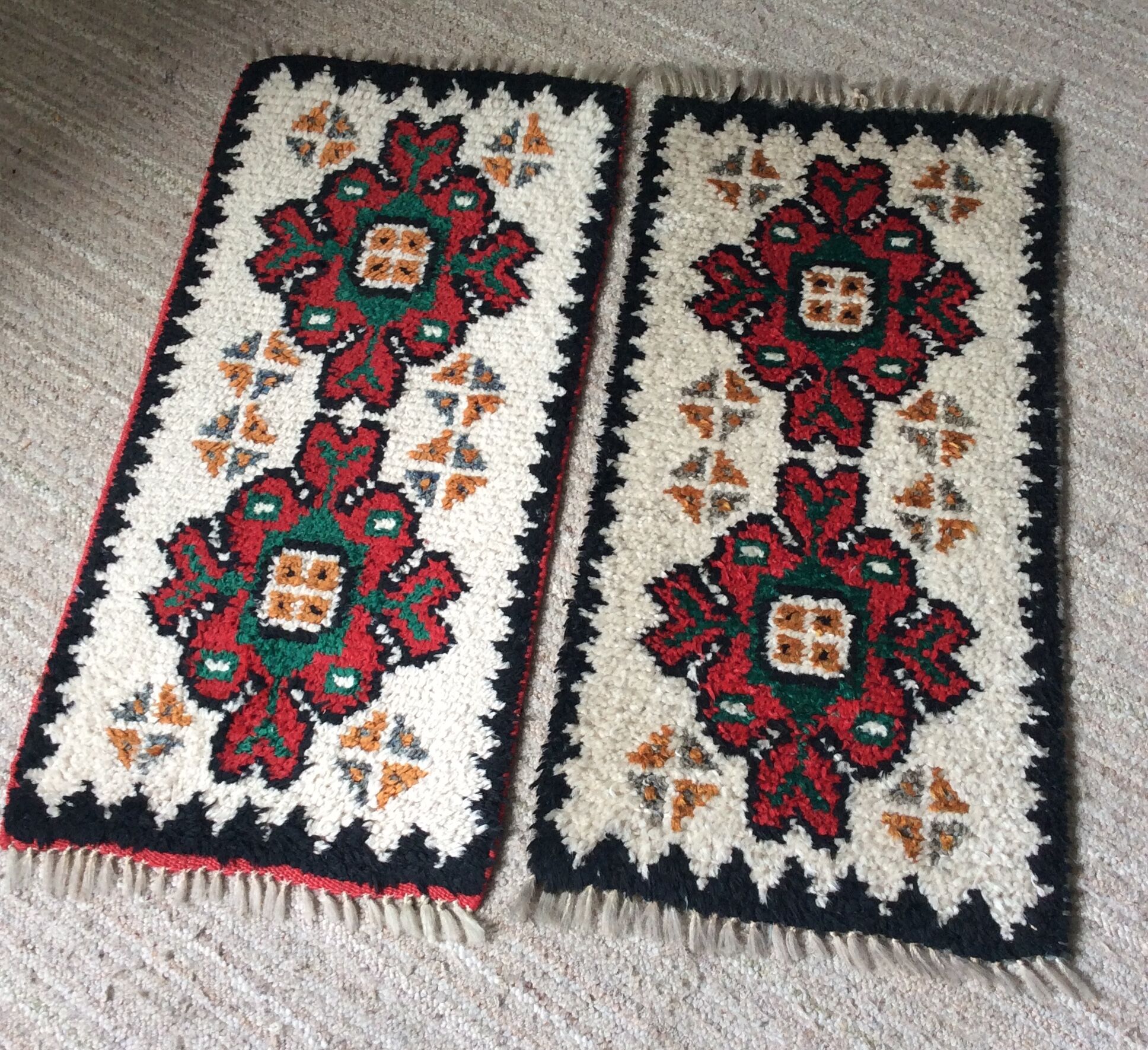 Pair of bohemian wool rugs from the 60s and 70s