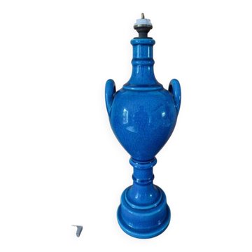 Pol Chambost (1906-1983) - Pied de lampe en céramique craquelée bleue