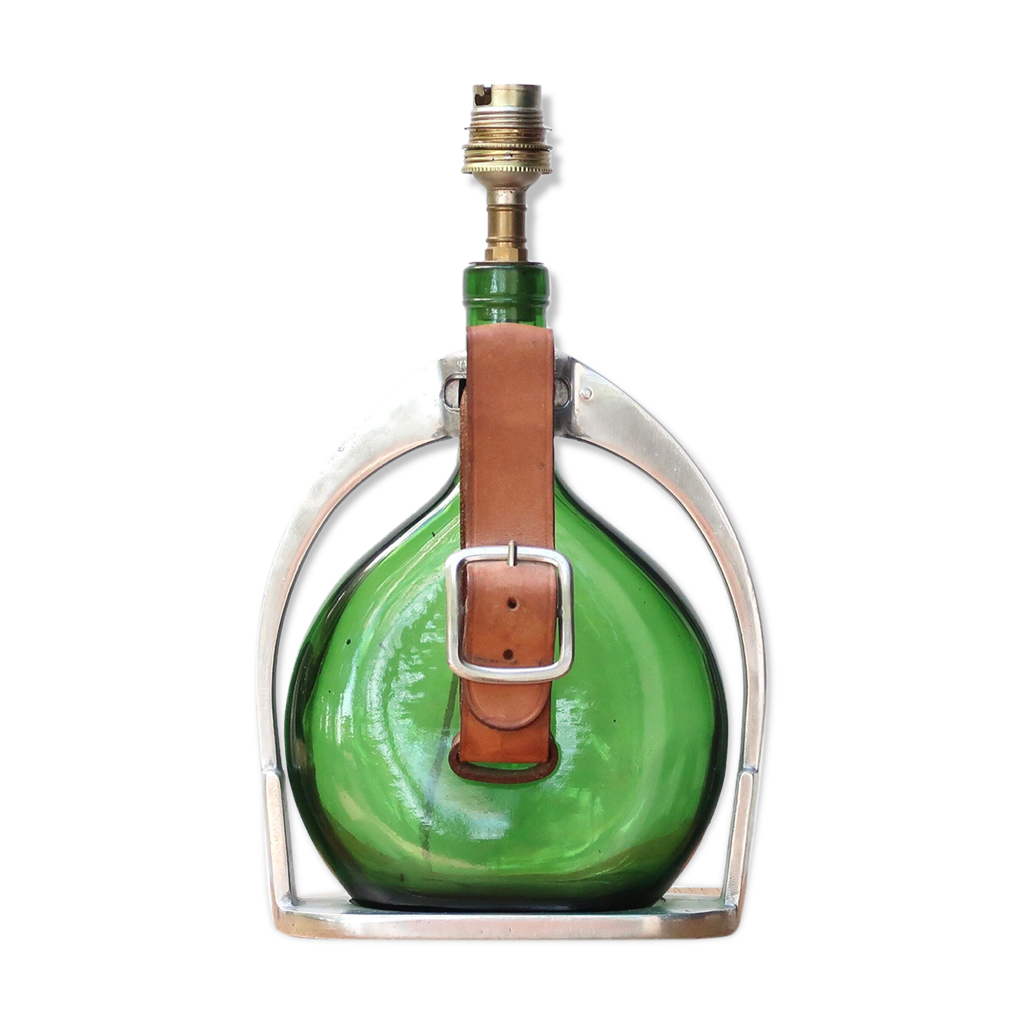 Armagnac Ducastaing bottle lamp and its stirrup, 60s