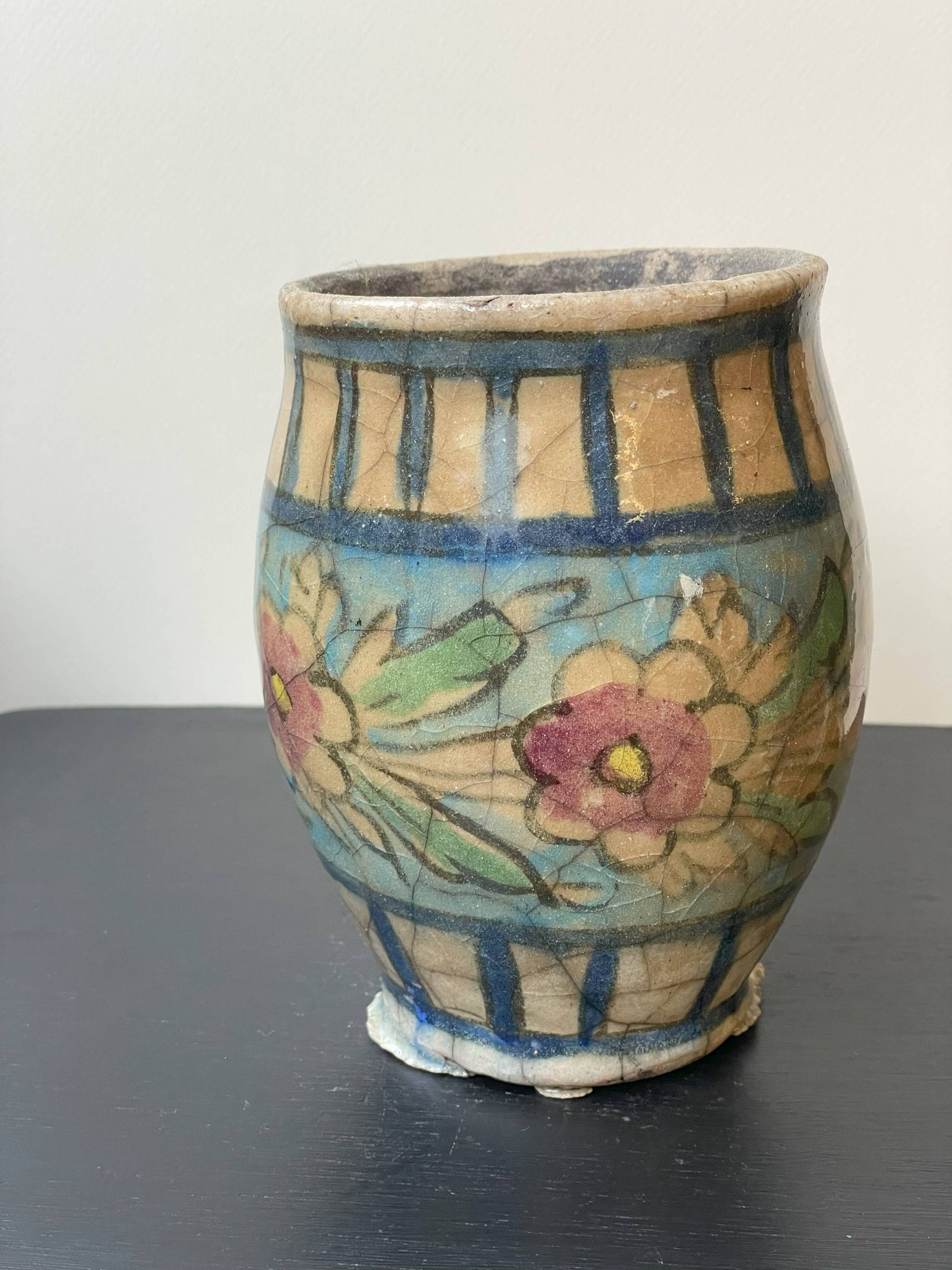 Big Round White Qajar Vase