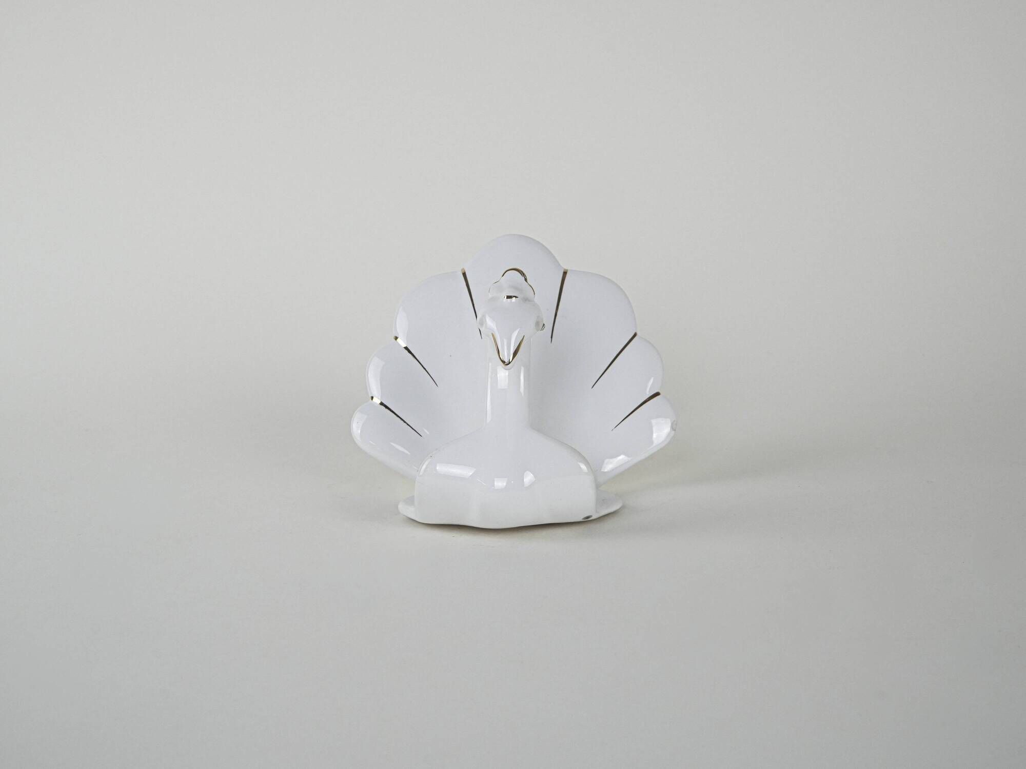 Porcelain peacock figurine, Italian design, 1970s, made in Italy