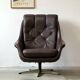 Fauteuil pivotant en cuir, Danemark, années 1960/1970, style Mid-C Modern, vintage