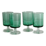 4 verres à liqueur en verre vert translucide