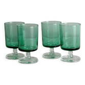 4 verres à liqueur en verre vert translucide