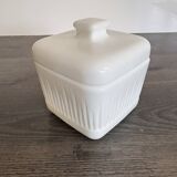 Vintage White Opaline Butter Dish 1970s