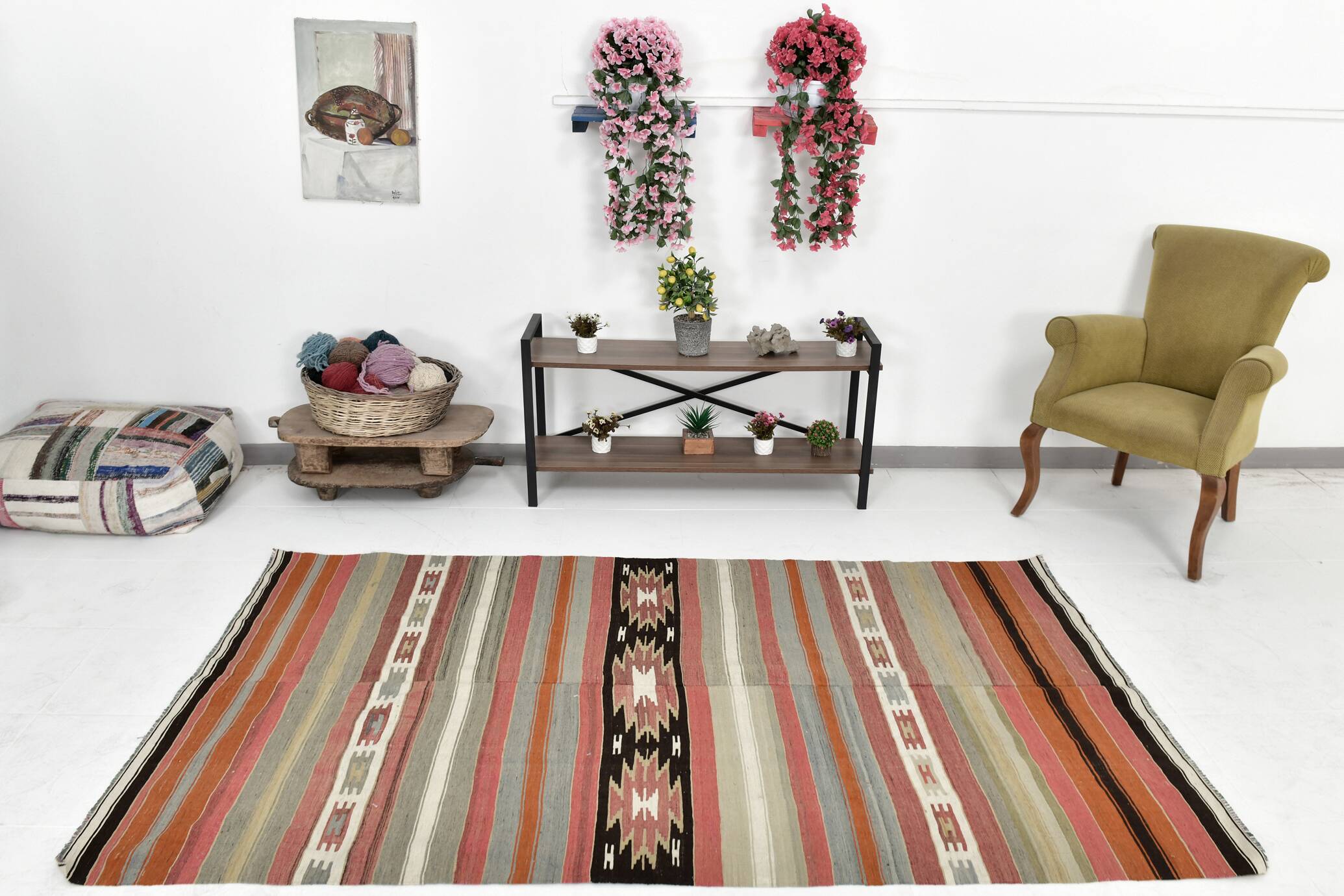 Red & Brown Turkish Kilim Rug 140x243Cm SK 35178