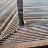 Large vintage teak triptych mirror