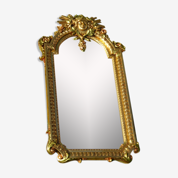 Louis XIV mirror, gilded with gold, signed Vincenzo Fancelli