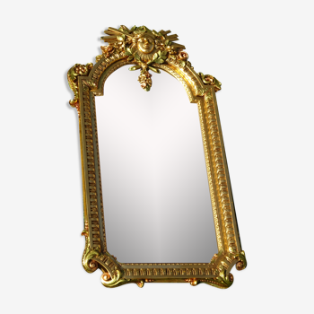 Miroir Louis XIV, doré à l'or, signé Vincenzo Fancelli