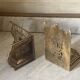 pair of Gothic decorative bookends in brass 1920