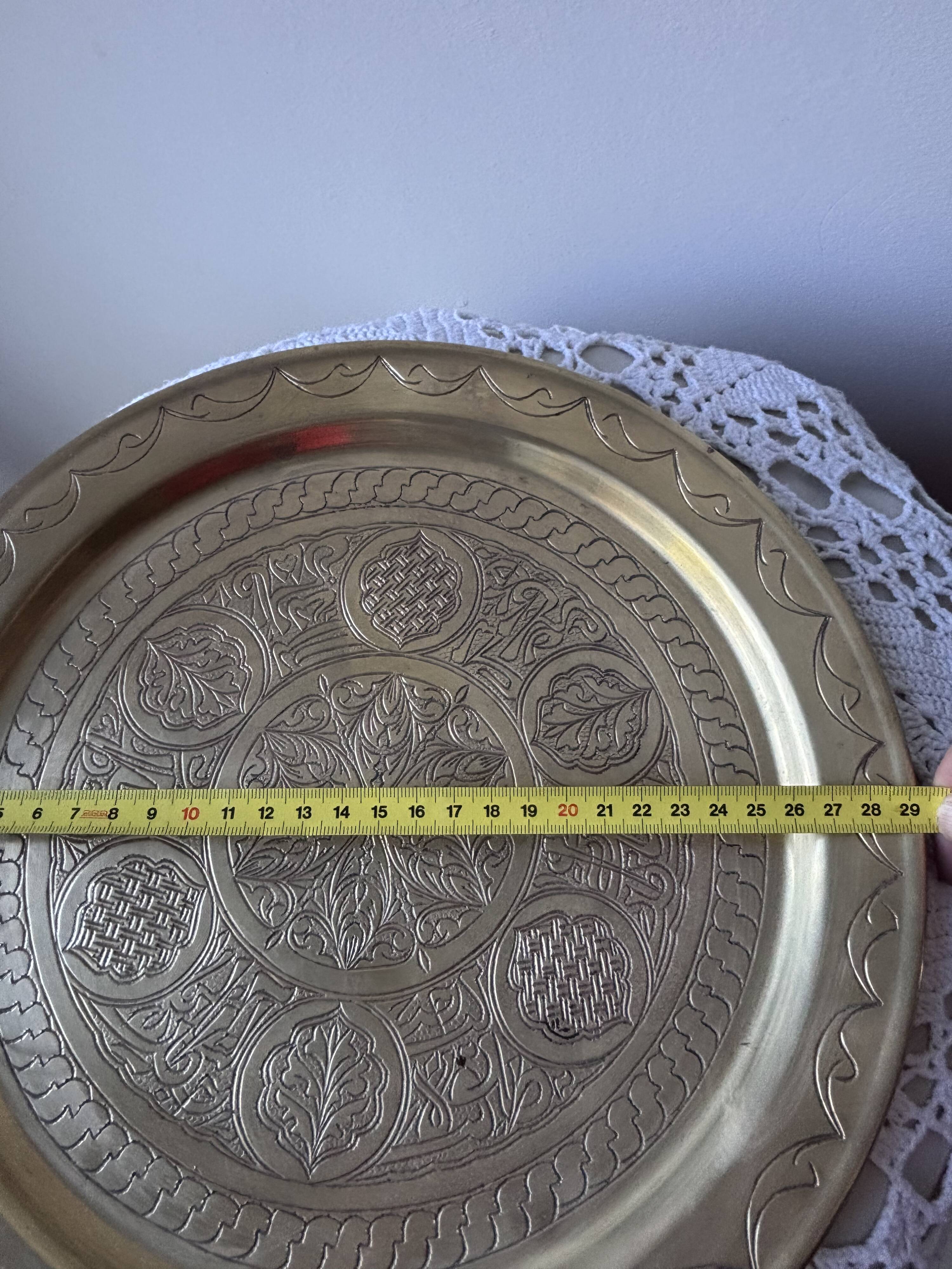 Engraved brass wall plate - oriental decor, arabesques