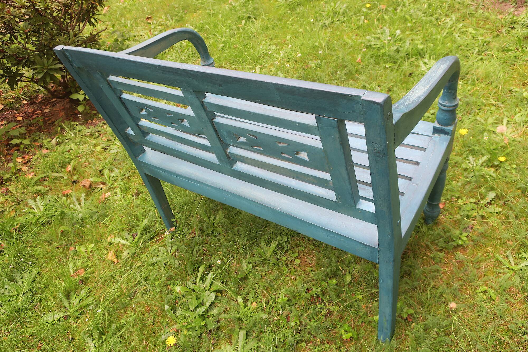 Mid century distressed painted garden bench