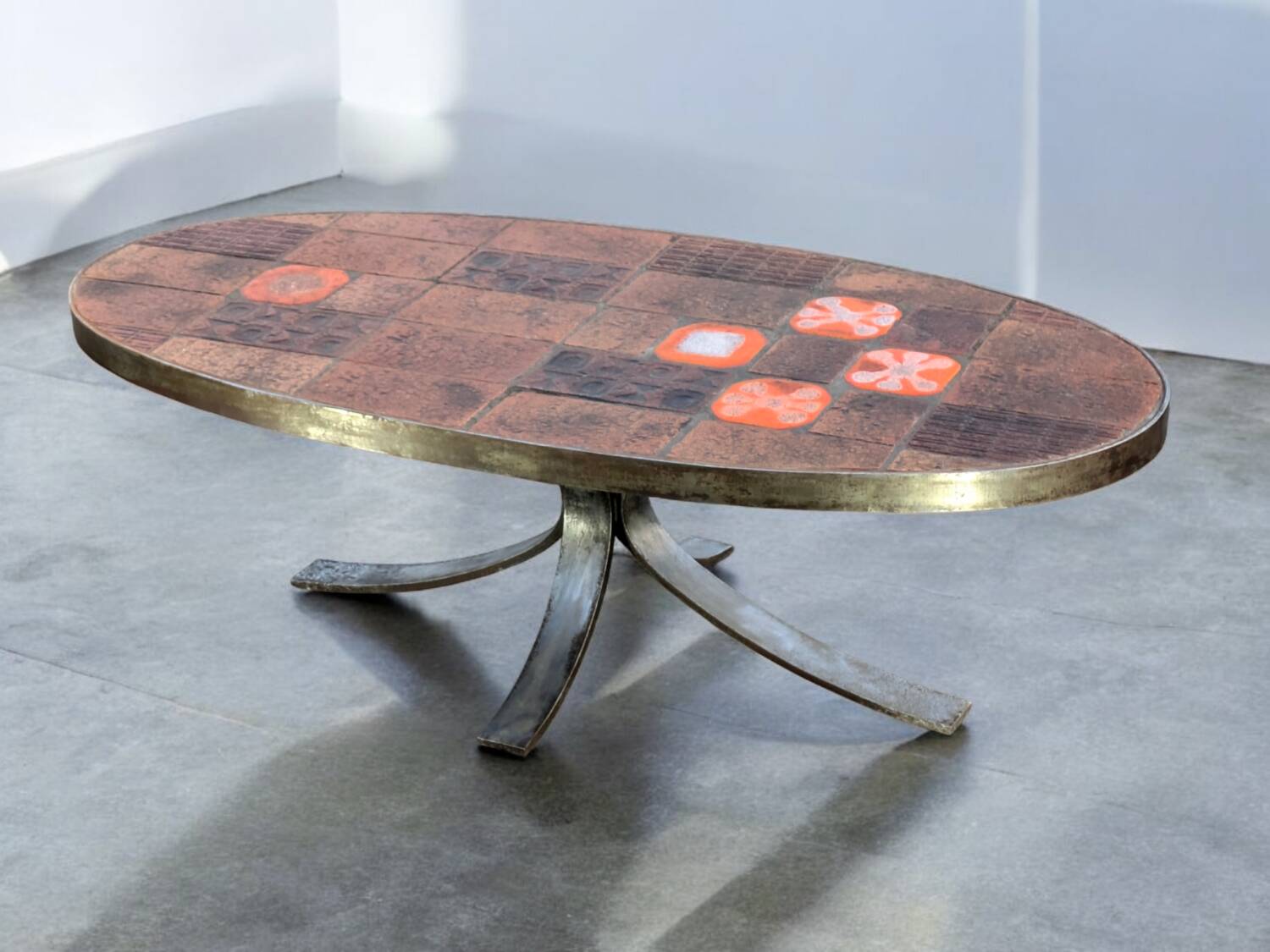 Jean Jaffeux Ceramic & Steel Coffee Table